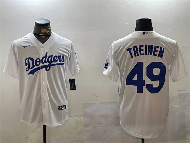 Men%27s Los Angeles Dodgers #49 Blake Treinen White Cool Base Stitched Jersey->los angeles dodgers->MLB Jersey